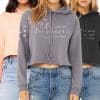 Hoodie Crop " One Wave, One Breath / Birds " - Choix de couleurs